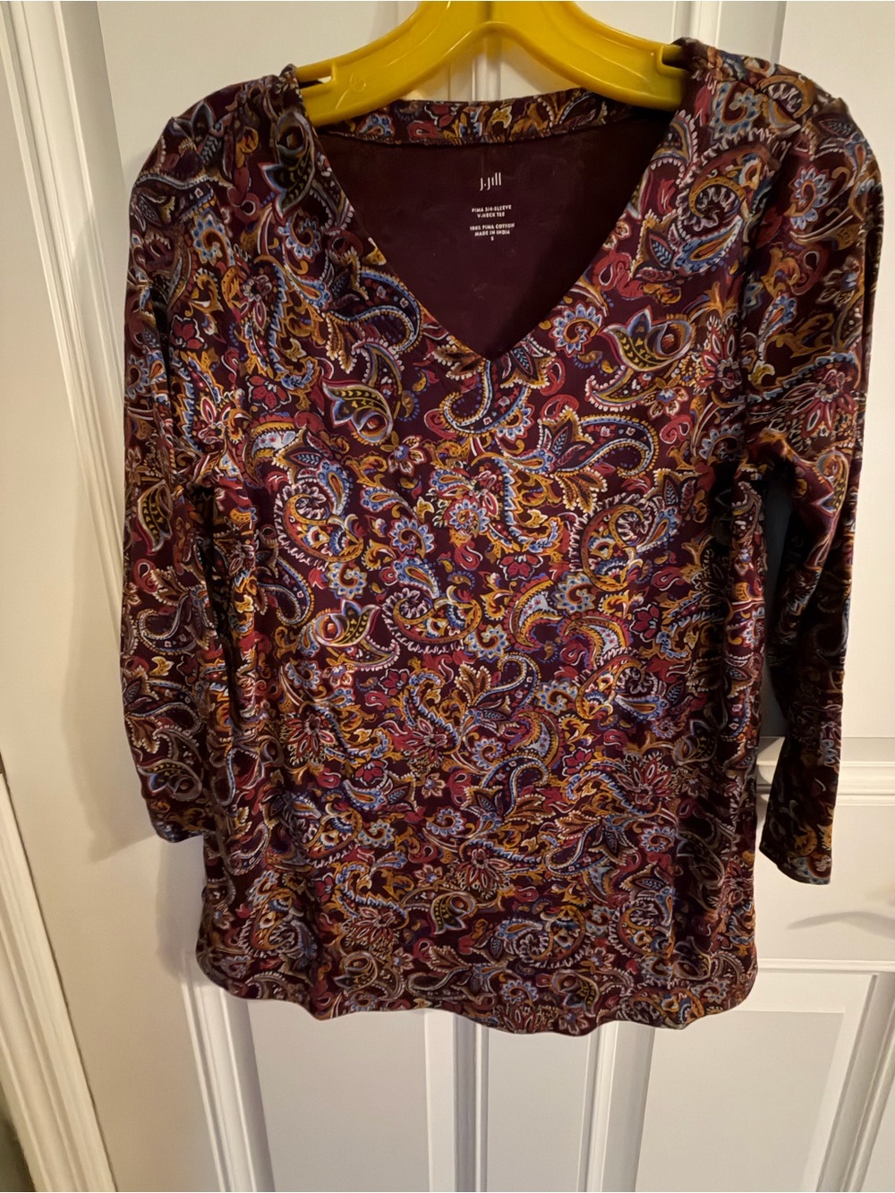 J. Jill Plum Paisley V-Neck Tunic with Multicolor Accents